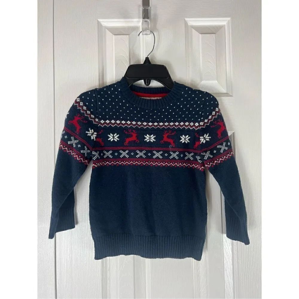 H&M Boys Navy Reindeer Sweater Size 4/6y